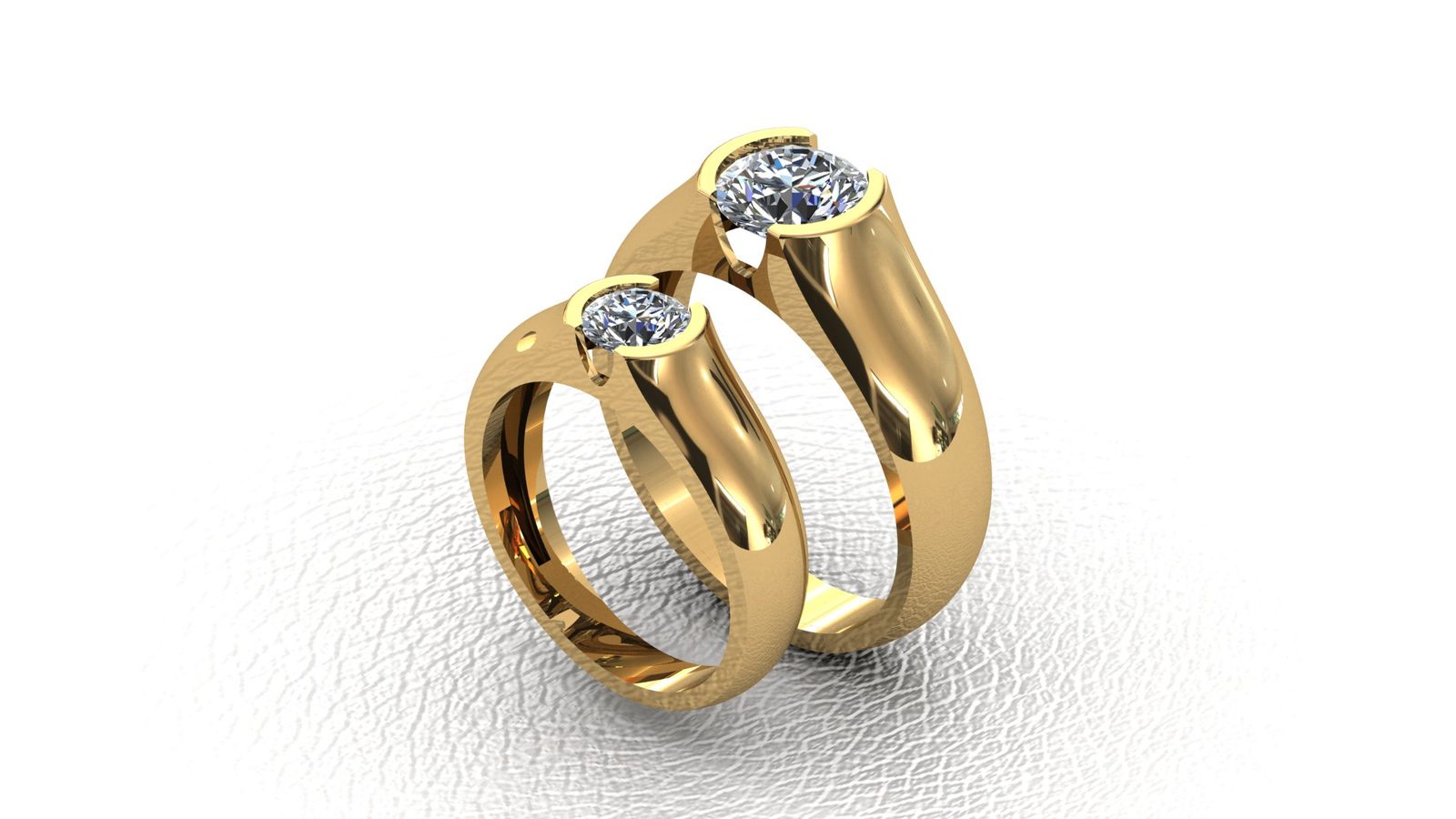 Royal Bond White Diamond Couple Ring Set 3D STL Model Available 171026