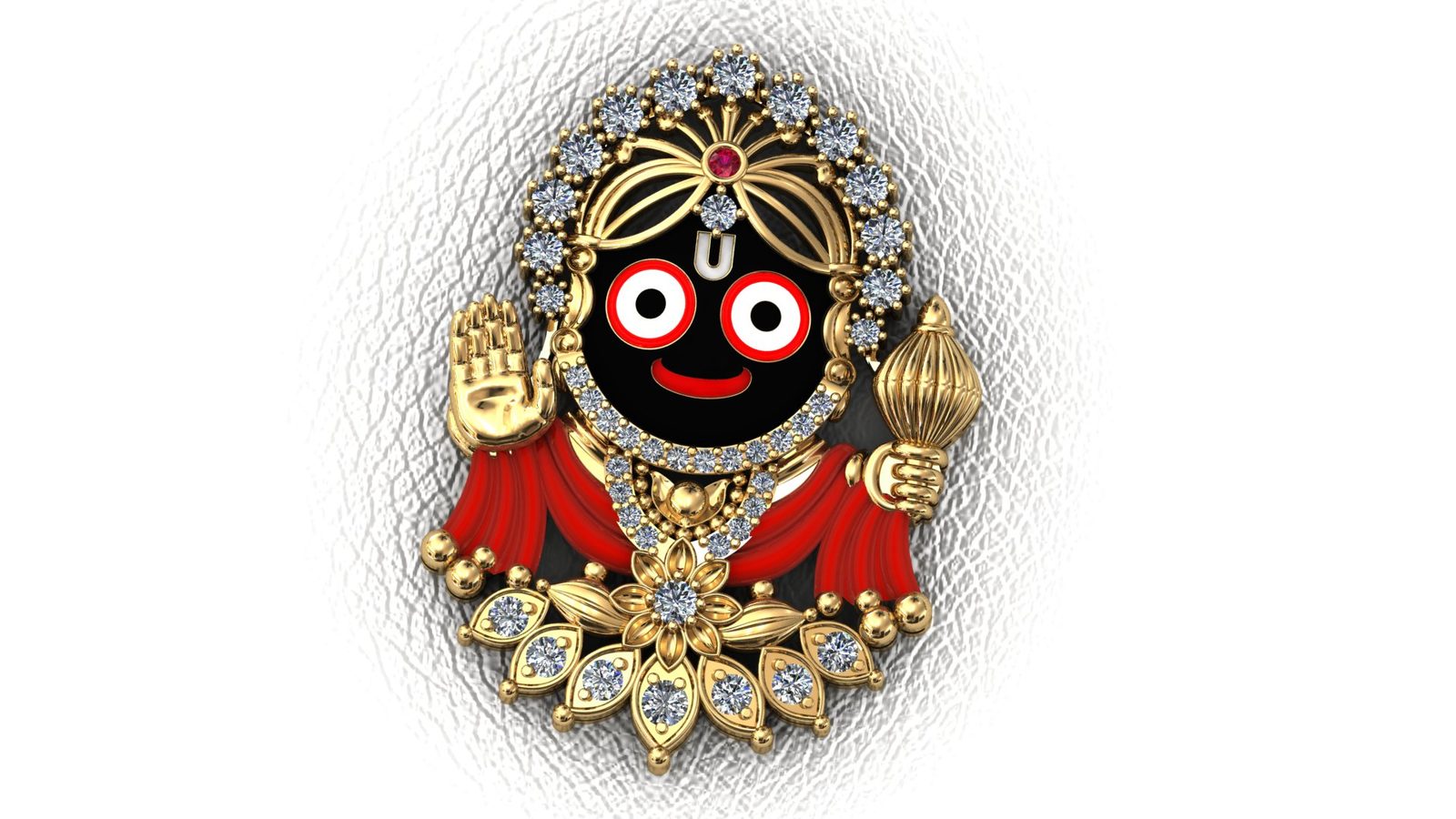 Shree Jagannath Dev Ji Gold Diamond Pendant 000004
