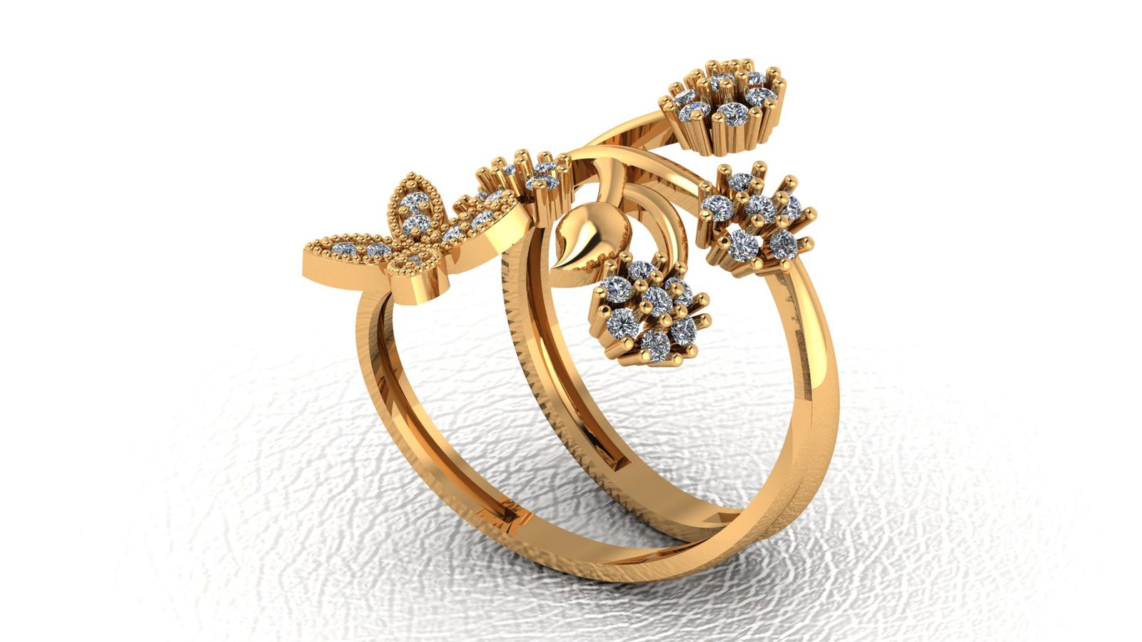 Luxury Butterfly Diamond Ring 3D Model 000076