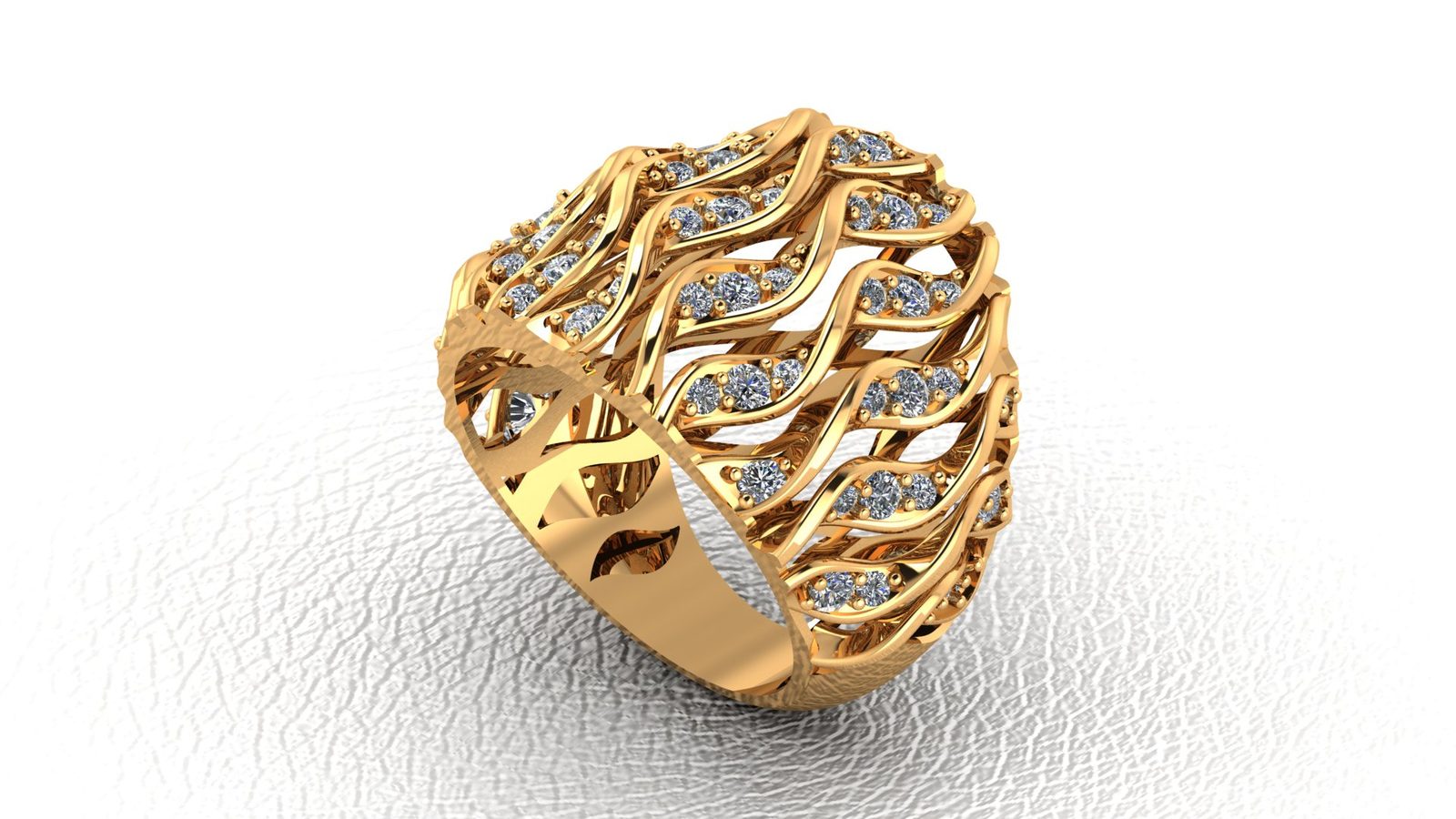 Elegant Twisted Wave Gold Ring Design 000078