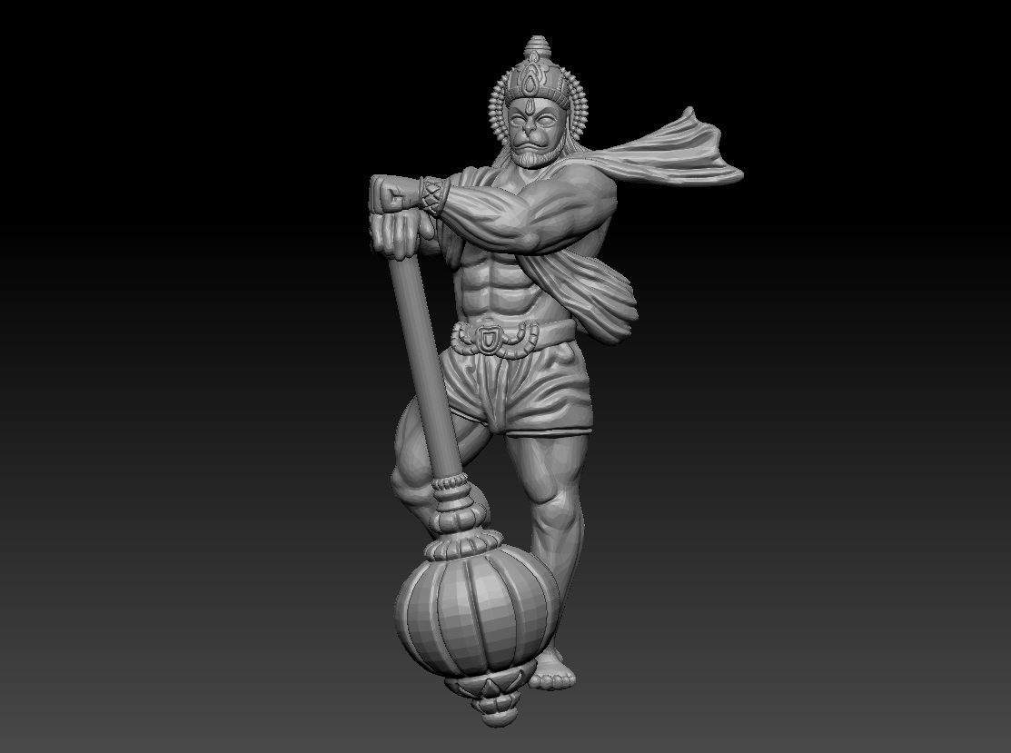Bajrangbali Powerful Gada 3D Sculpture 000093
