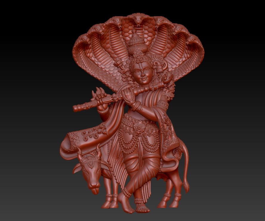Shree Krishna with Kaliya Naag – 3D Model 000066